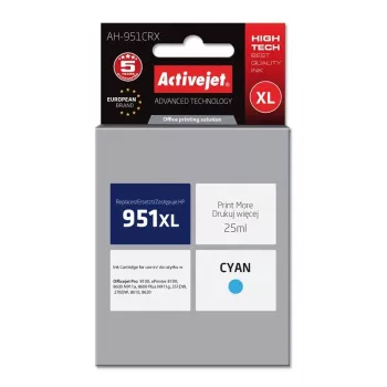 Activejet AH-951CRX Tinta (sustituto de HP 951XL CN046AE; Premium; 25 ml; cian)