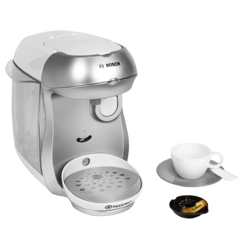 Cafetera de juguete KLEIN Bosch Tassimo 9231 — cafetera de juguete, plateada, juego de rol para niños