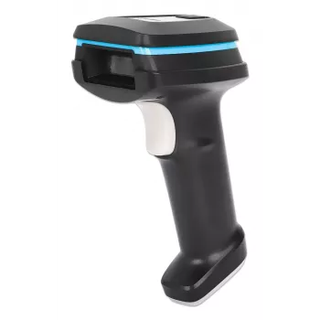 Escáner de códigos de barras 2D Long Range LED Manhattan, USB, profundidad de escaneo 450mm, luz ambiental máx. 100.000 lux (luz solar), compatible con simbologías - 1D (x21 versiones) y 2D (x10 versiones), cable de escáner RJ45 a USB 1,8m (tipo más común, USB-A), Negro, 3 años de garantía