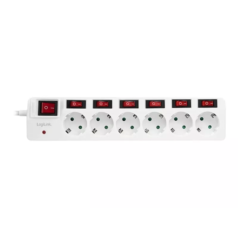 Regleta de alimentación LogiLink LPS250 1,5 m 6 tomas AC interior blanco