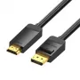 Adaptador de cable DisplayPort a HDMI Vention HAGBH, 2 m, negro, 7 mm de diámetro