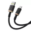 Baseus Dura Cable de carga rápida USB Type A a tipo C 60 W 2 m Negro, Oro