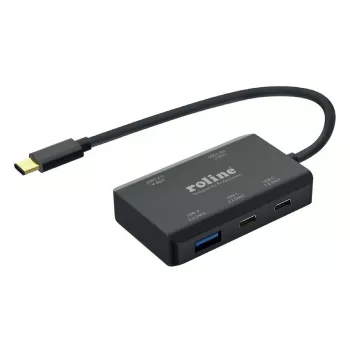 ROLINE Hub USB 3.2 Gen 2, 4 puertos (2x USB-A + 2x USB-C), PD, cable de conexión Type-C (14.02.5060)