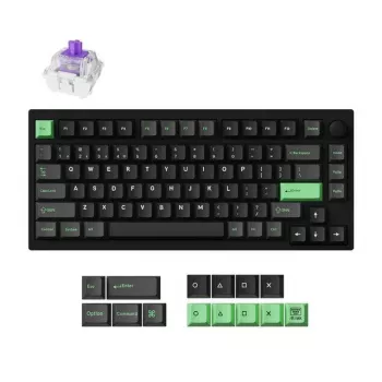 Teclado mecánico Keychron P1 H-M1Z 75% con cable e inalámbrico USB, RF, Bluetooth 5.2, retroiluminación RGB, negro, batería hasta 100 h, USB-C