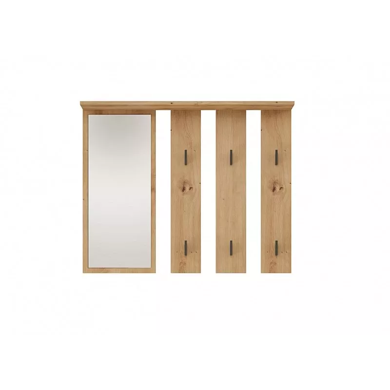 Perchero + espejo PARMA 100x15x.81.5 cm, roble artesanal