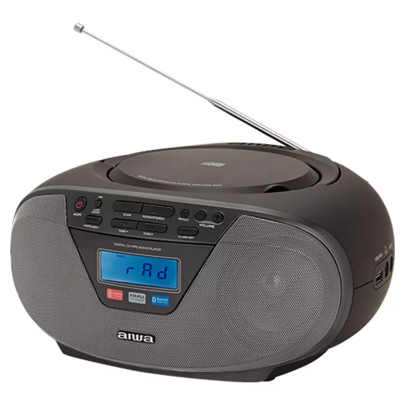 Microcadena de audio Aiwa BBTU-400BK, reproductor CD/MP3/FM-PLL/BT (Negro)
