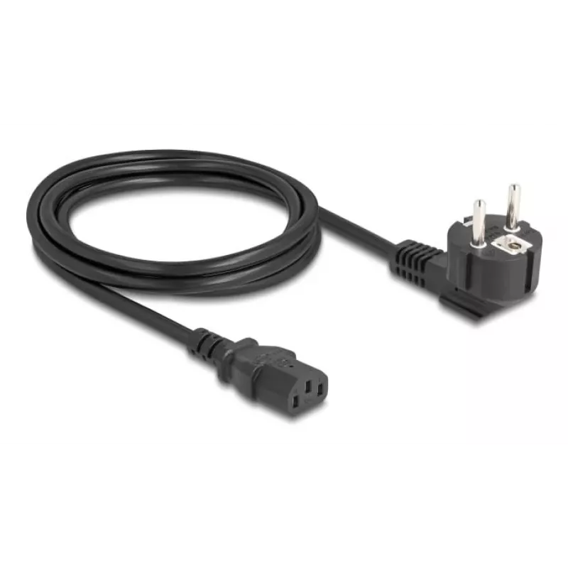 Cable de alimentación DELOCK 81567 CEE 7/7 (macho) 90° a IEC C13, 2 m, 3x1,00 mm
