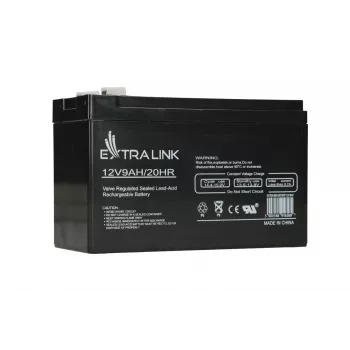 Batería de plomo-ácido sellada (VRLA) 12V 9Ah Extralink – AGM, 1 ud., negro