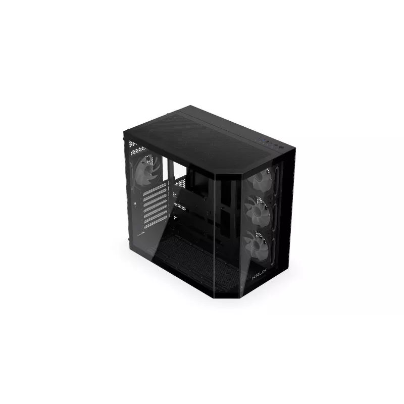 Krux Empero KRXD010 caja de PC Midi Tower, ATX, cristal templado, 4 ventiladores ARGB de 120 mm, negra - GPU hasta 420 mm, disipador de CPU hasta 155 mm, 2x 3,5" + 3x 2,5" bahías