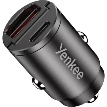 Cargador de coche YENKEE CAR 02 Power Delivery 30W con conectores USB-A y USB-C