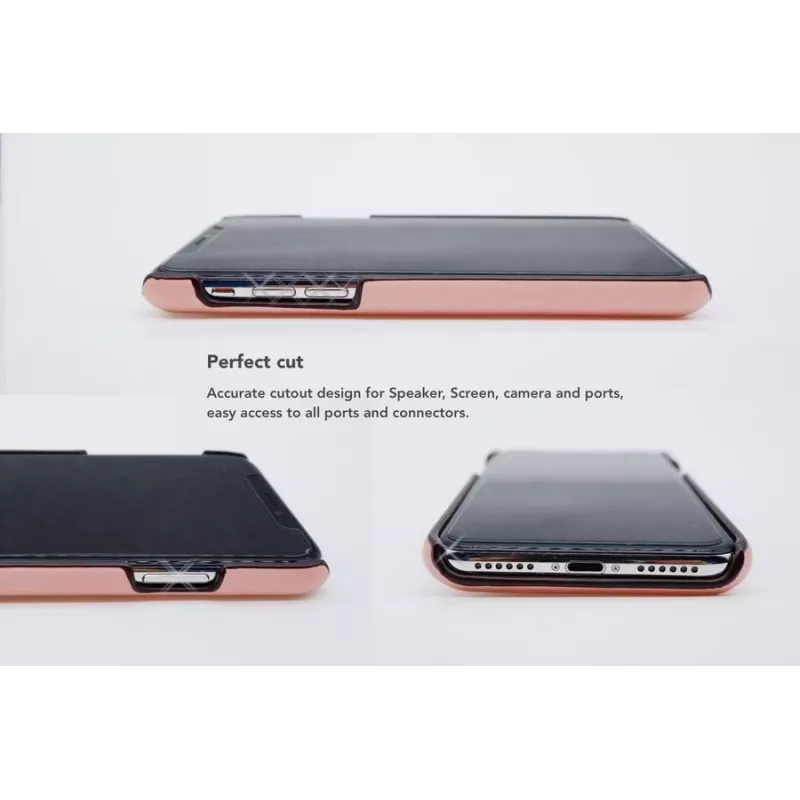 Funda trasera VixFox para iPhone XSMAX con compartimento para tarjetas, rosa