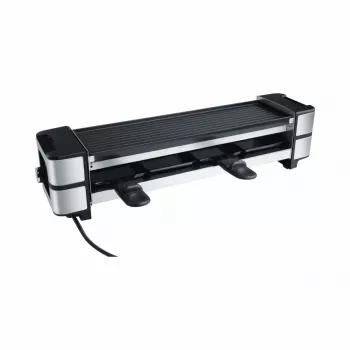 Raclette de fundición RC 140 negro/acero inoxidable, 600 vatios, plancha de parrilla reversible