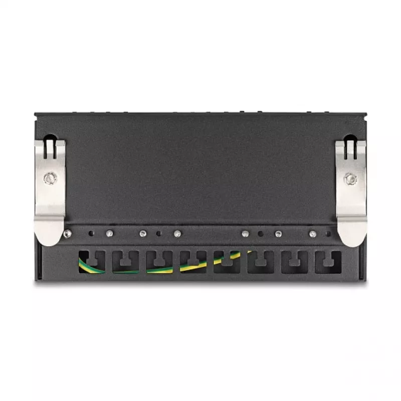 Patch panel DELOCK mini sobremesa RJ45 8 puertos Cat.6A apantallado negro para mesa, pared o carril DIN