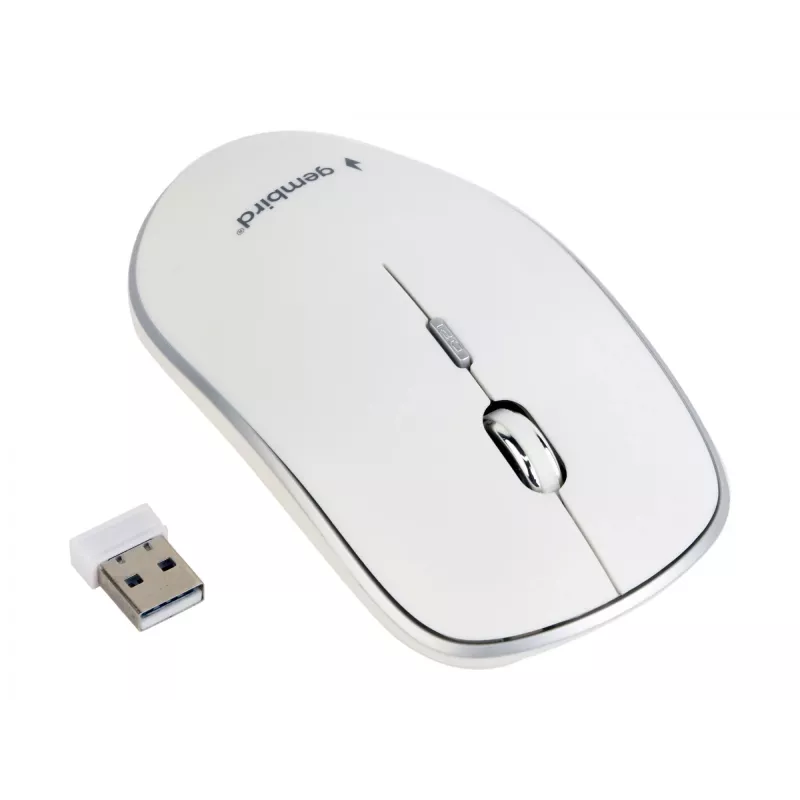 Ratón inalámbrico GEMBIRD MUSW-4B-01-W, ambidiestro, óptico 1600 DPI, 4 botones, RF Wireless, blanco
