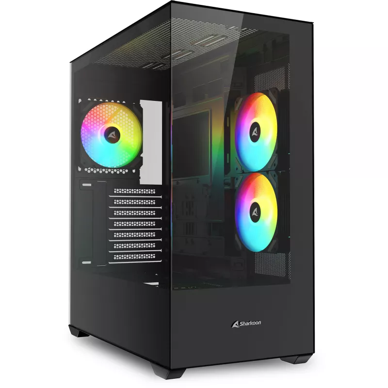 Caja Sharkoon SK6 ARGB torre ATX negra – caja mid-tower ATX con iluminación ARGB y ventana lateral de cristal templado