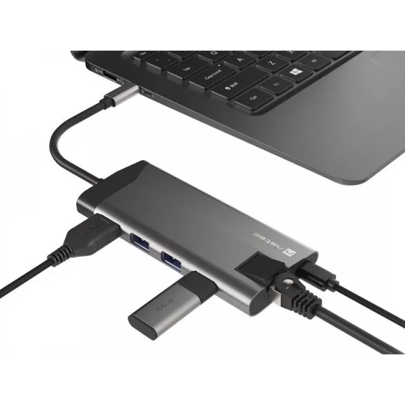 Hub NATEC Fowler Plus USB Type-C negro gris MicroSD SD