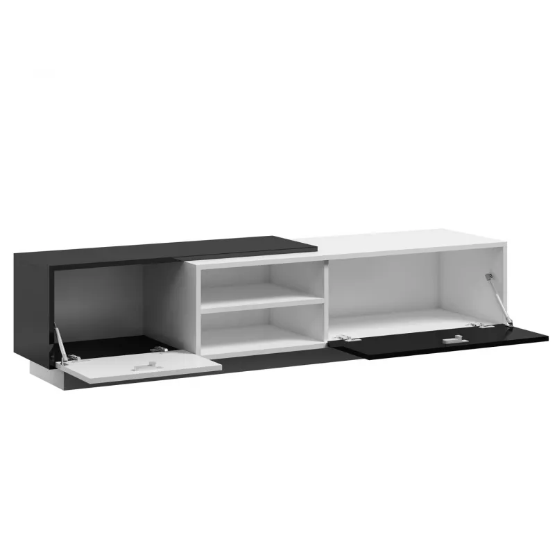 Mueble de TV Cama SIGMA1 180 blanco/negro brillante
