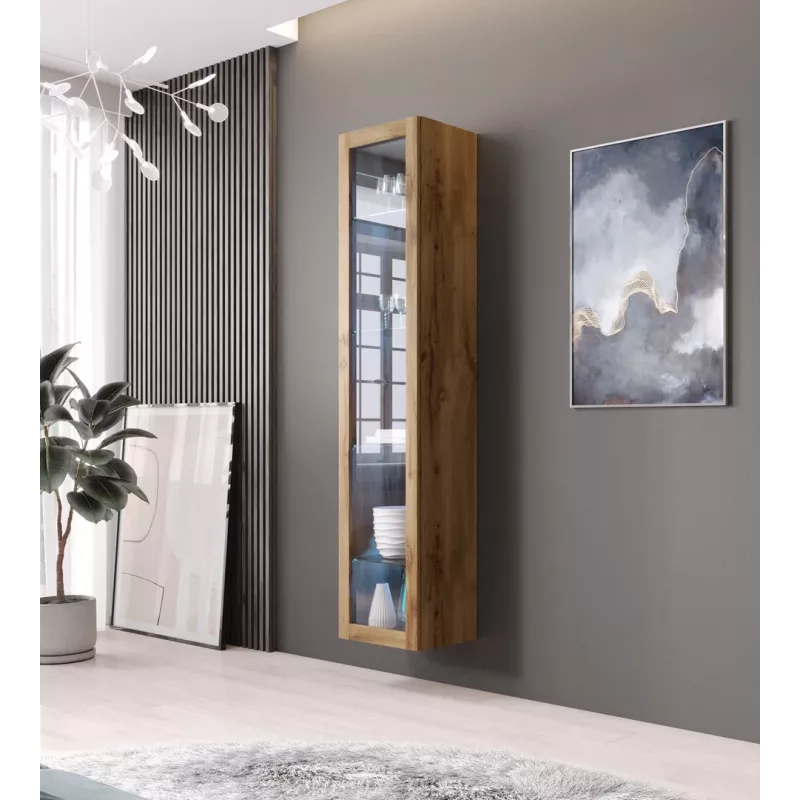 Vitrina Cama Meble VIGO 180 — vitrina de cristal de pared, 1800×400×300 mm, roble wotan