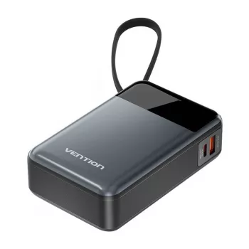 Batería externa portátil Vention FHYB0 20000mAh 65W, 2× USB-C, 1× USB-A, negra