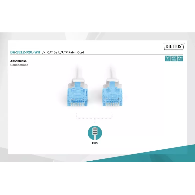 Cable de red Digitus CAT 5e U/UTP RJ-45 2 m blanco