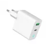 Cargador de red 220V GEMBIRD, universal, 1x USB Type-C PD 20 W, 1x USB-A 3.0 QC 18 W, indicador LED, blanco