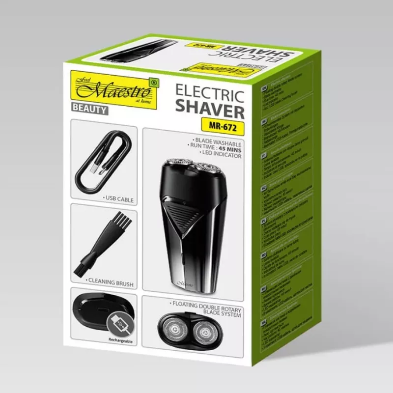 Afeitadora eléctrica Maestro MR-672 USB recargable sumergible — afeitadora de láminas para viaje