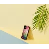 Funda protectora iKins para Apple iPhone 12 mini – diseño de flores acuáticas, negro