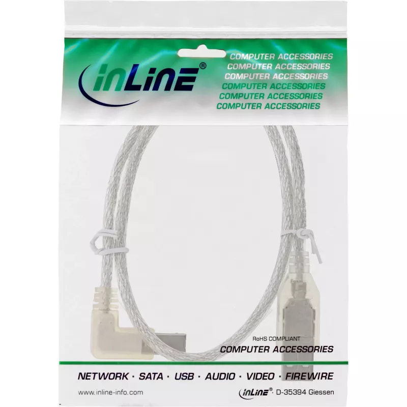 Microconnect USBAB5ANGLED-L Cable USB USB 2.0 5 m USB A USB B blanco