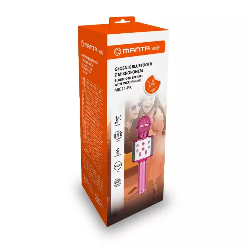 Micrófono MANTA MIC11-PK Rosa — con cable jack 3,5 mm, auricular ligero