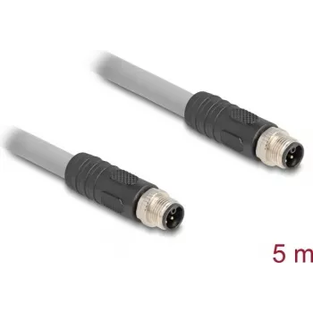 Cable Delock M12 codificado en L de 5 polos conector macho a PUR apto para cadenas portacables 5 m (80536)