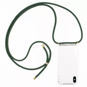 Funda con collar Lookabe para iPhone X / Xs — oro con cinta verde