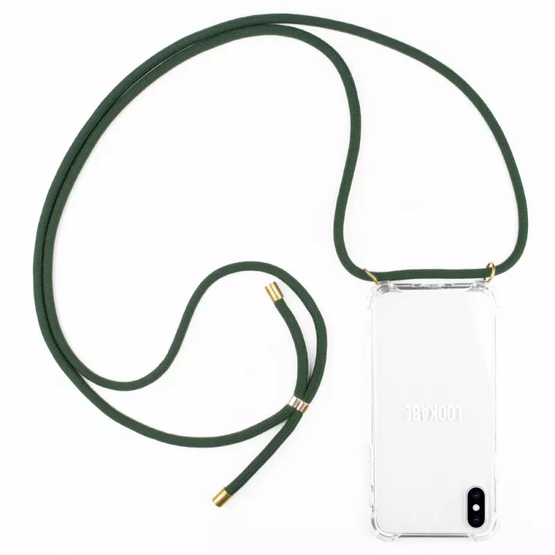 Funda con collar Lookabe para iPhone X / Xs — oro con cinta verde