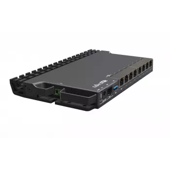 Router por cable MikroTik RB5009UG+S+IN — 1x RJ-45, 7x Gigabit cobre, 1x SFP+, PoE, DC, interfaz 2,5GbE, negro