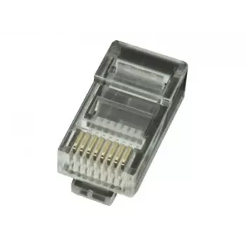 Conector modular 8P8C para cables LAN fijos CAT5, UTP, 10 uds. por bolsa | Conector modular 8P8C RJ45, baño de oro 30µ”, contactos internos de 3 puntas para cables LAN fijos