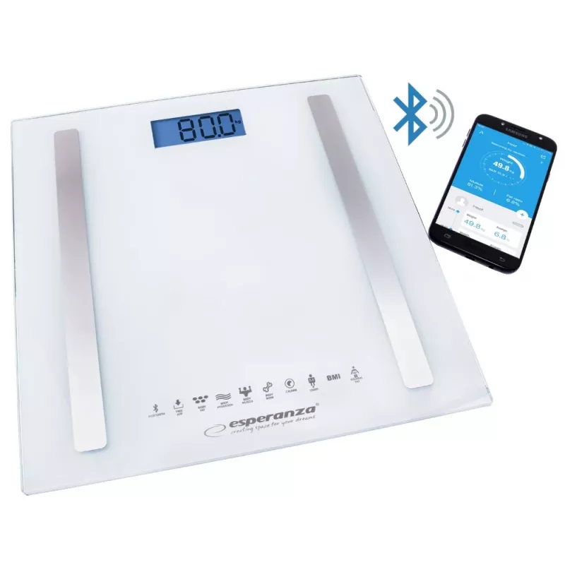 Esperanza EBS016W báscula de baño cuadrada blanca báscula de baño electrónica