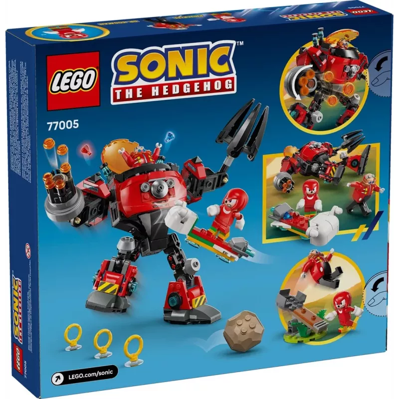 Set de juguete de construcción LEGO Sonic the Hedgehog 77005 Knuckles vs Dr Eggman Egg Crusher Mech, 350 piezas, edad 8+