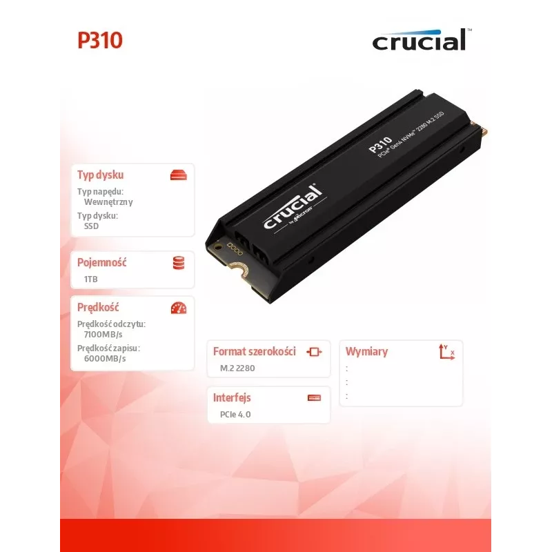 Unidad SSD Crucial 1 TB M.2 PCI Express 4.0 NVMe P310