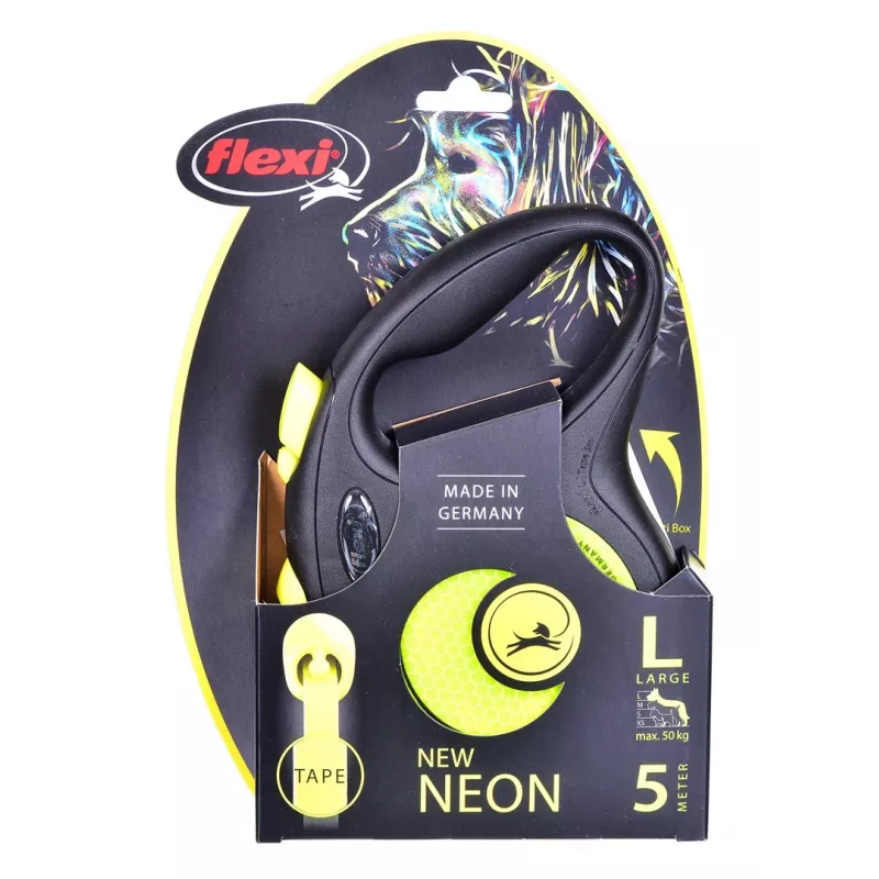 FLEXI new Neon L – correa retráctil – 5 m