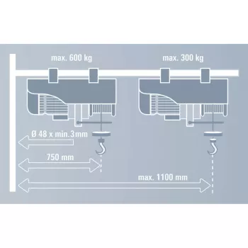 Brazo oscilante GT-SA 1100, soporte gris, para cable de tracción