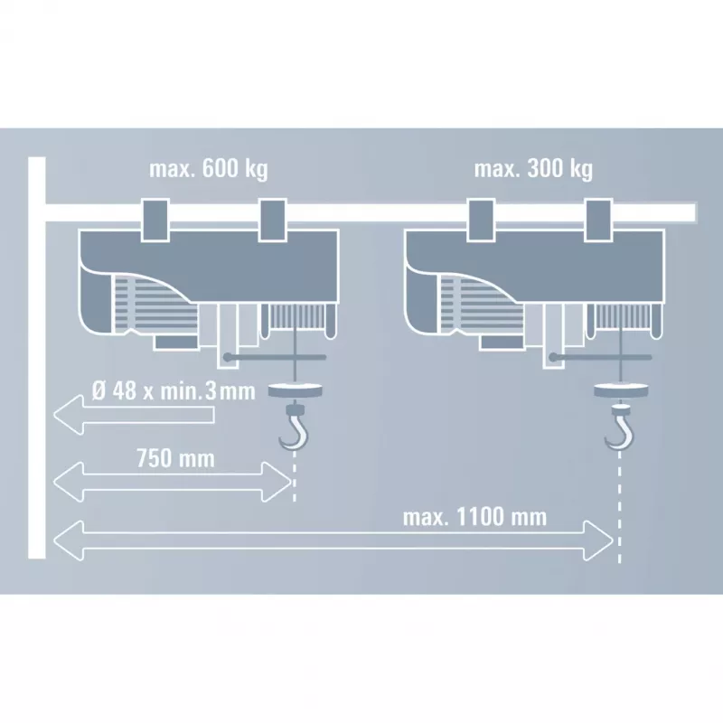 Brazo oscilante GT-SA 1100, soporte gris, para cable de tracción