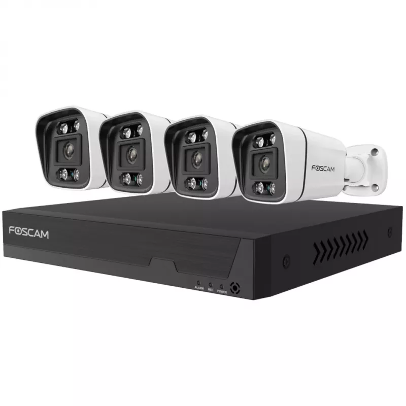 Foscam FNA108E-B4-2T Sistema de videovigilancia Blanco 4x cámara PoE Bullet 4K, 1x NVR 8 canales
