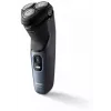 Afeitadora eléctrica rotatoria Philips 3000 Series S3144/00 — 3 cabezales, húmedo y seco, batería de Li‑Ion, inalámbrica, recortador integrado, Negro/Azul