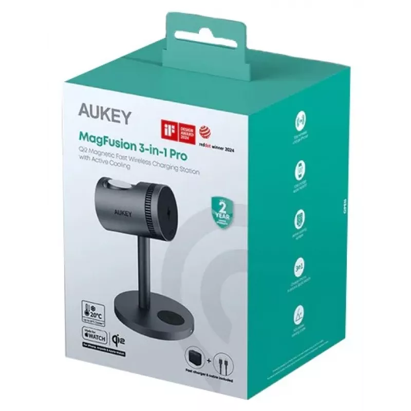 Cargador inalámbrico 3 en 1 con refrigeración LC-MC311A 15W Qi2 MagSafe + adaptador de red PD 30W