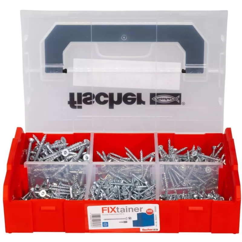 Set de tornillos FISCHER FixTainer PowerFast II, 702 uds., rosca completa, galvanizado