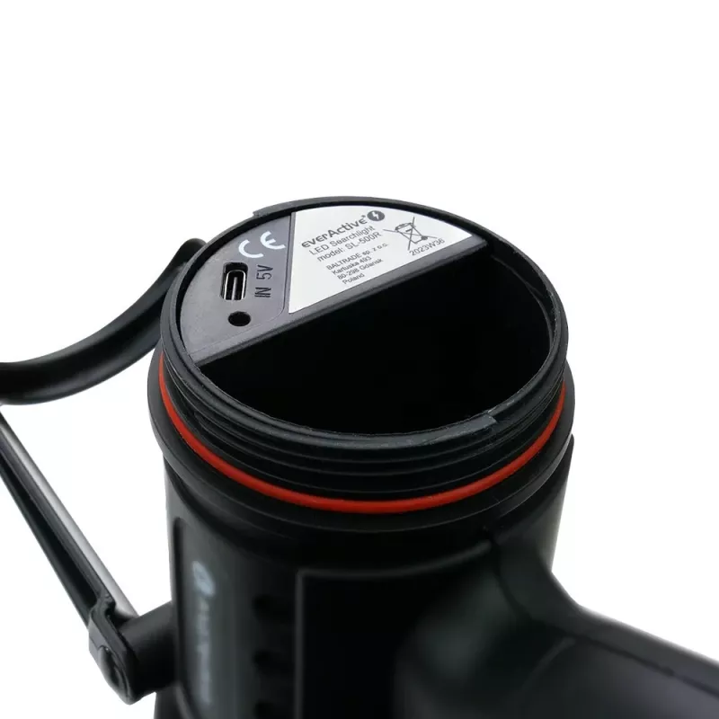 everActive SL-500R Hammer Foco LED recargable, 500 lm, IP67, USB-C, Negro