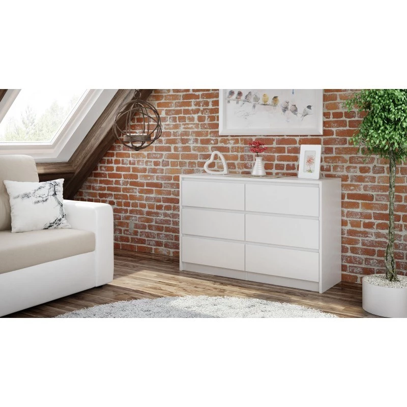 Cómoda top e shop K120 BIEL 2X3, 6 cajones, blanco, 750×400×1200 mm, aglomerado