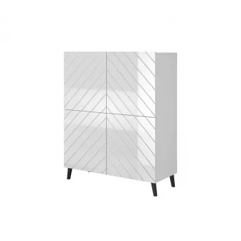 Estantería Cama Meble ABETO 100,5 x 40 x 121,5 cm blanco/blanco brillante, armario de pared de suelo