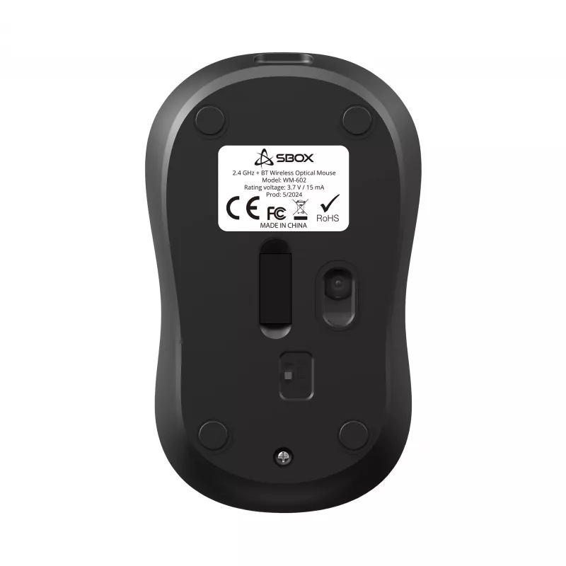 Ratón SBOX WM-602 negro interfaz inalámbrica