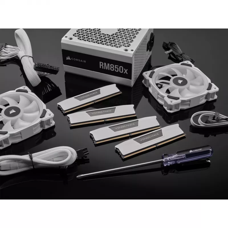 32 GB Corsair DIMM 5200 (2x 16 GB) Dual-Kit (blanco CMK32GX5M2B5200C40W. Vengeance. INTEL XMP)