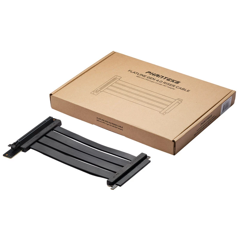 Cable elevador PCI-E 4.0 x16 PHANTEKS Flat Line, 90 grados, 22 cm - Negro